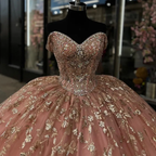 Pink Princess Quinceanera Dress with Off Shoulder Ball Gown