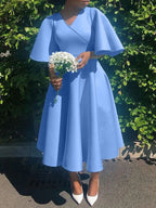V Neck Evening Dress Fashion Gown Lilac Bridesmaids dresses