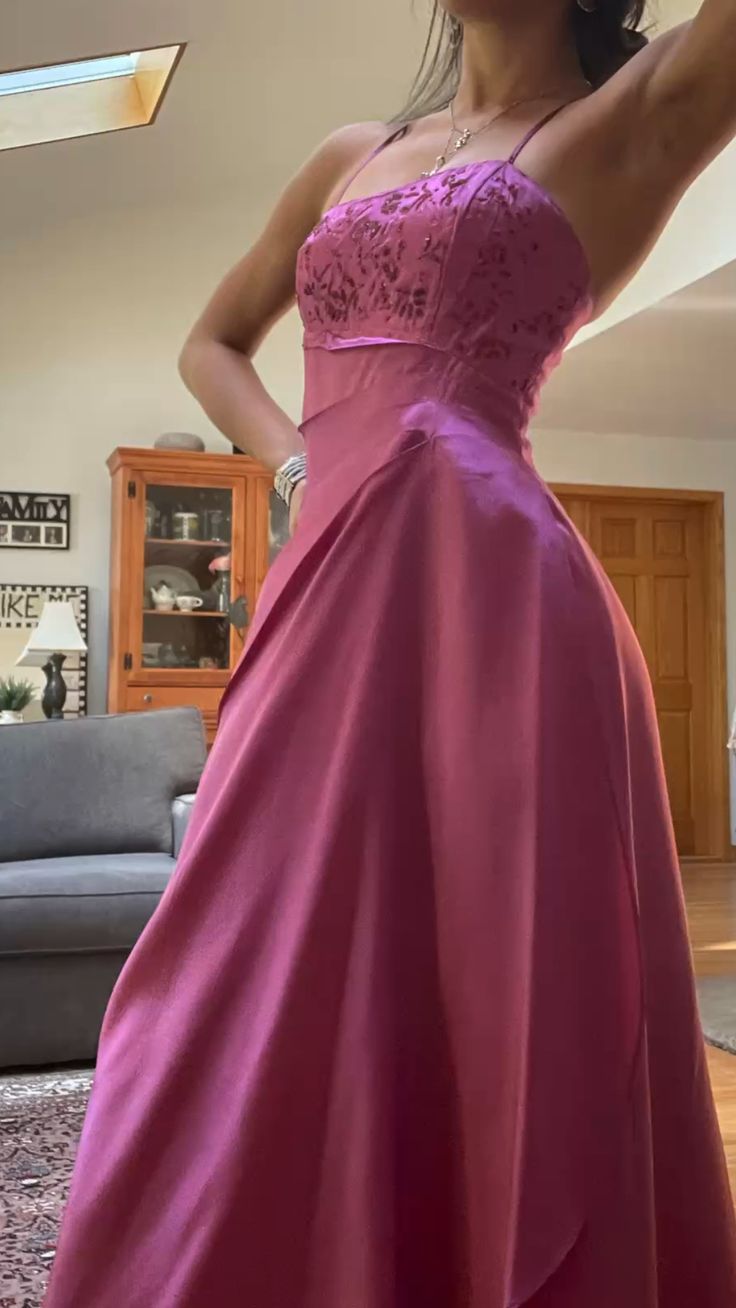 Gorgeous Pink A Line Beaded Prom Dress Long Evening Gown