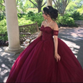 A line Ball Gown Evening Dresses For Girls Burgundy Princess Gown