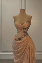 Champagne Mermaid Prom Dresses 2025 Sashes Pleaterd Lace Appliques Beading Formal Evening Gowns Drapped Chiffon Party Dresses