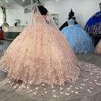 A Line Light Pink Tulle Prom Dress Puffy Quinceanera Dresses Ball Gown