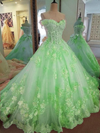 Sweet 16 Dresses Pink Lace Floral Prom Dresses Ball Gown Off The Shoulder Elegant Beaded Luxury Prom Gown