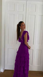 Lilac Lace Long prom dress Evening Gown Party Dress