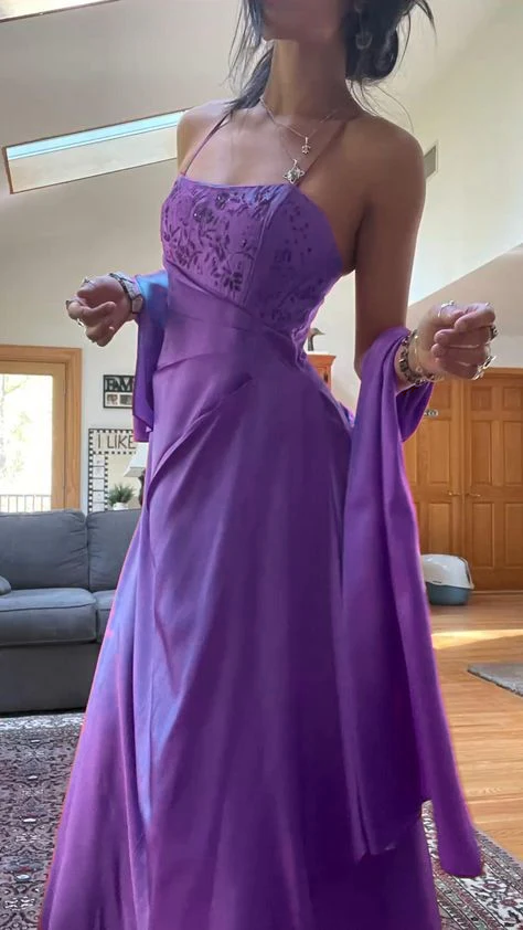Gorgeous Pink A Line Beaded Prom Dress Long Evening Gown