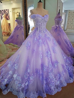 Sweet 16 Dresses Pink Lace Floral Prom Dresses Ball Gown Off The Shoulder Elegant Beaded Luxury Prom Gown