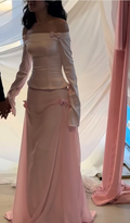 Pink Long Sleeves Evening Dress New Arrive Prom Party Dress    cg25640