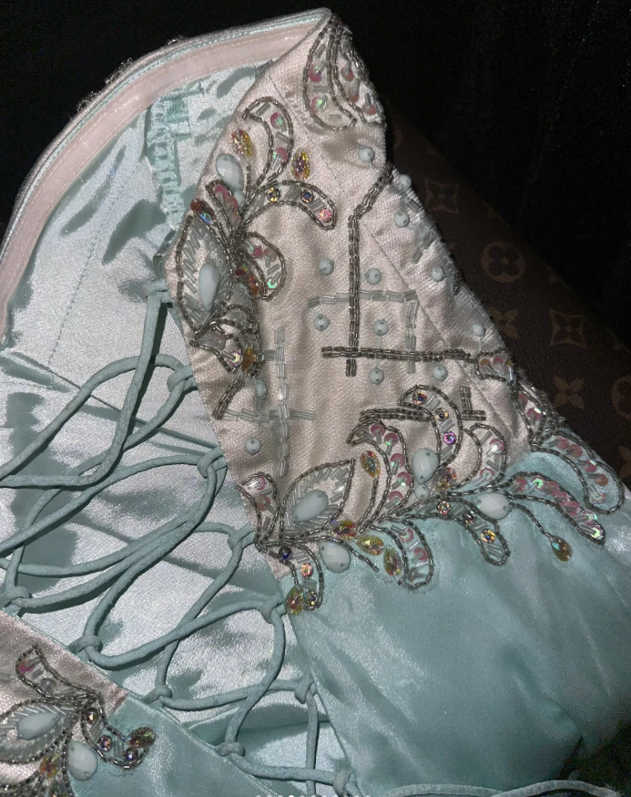 Pretty Strapless Tiffany Blue Sequin Beaded Satin Mermaid Long Wedding Guest Dress Party Dress SP1421