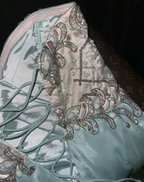 Pretty Strapless Tiffany Blue Sequin Beaded Satin Mermaid Long Wedding Guest Dress Party Dress SP1421