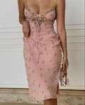 Classy Pink Spaghetti Straps Chiffon Sequin Long Prom Dress Birthday Party Dress SP196