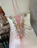 Pretty Ombre Pink Halter Satin Beaded Mermaid Long Birthday Party Dress Evening Gown