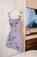 3D Sequins Butterfly Purple Short Homecoming Dress Sweet 20th Birthday Dress Y9617
