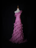 One Shoulder Formal Dress Mermaid Chiffon Evening Gowns Stunning Prom Dresses