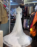 Modest Lace Wedding Dress Chiffon Long Sleeved Wedding Gown cg26350