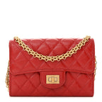 Aged Calfskin Quilted 2.55 Reissue Clutch With Chain Red