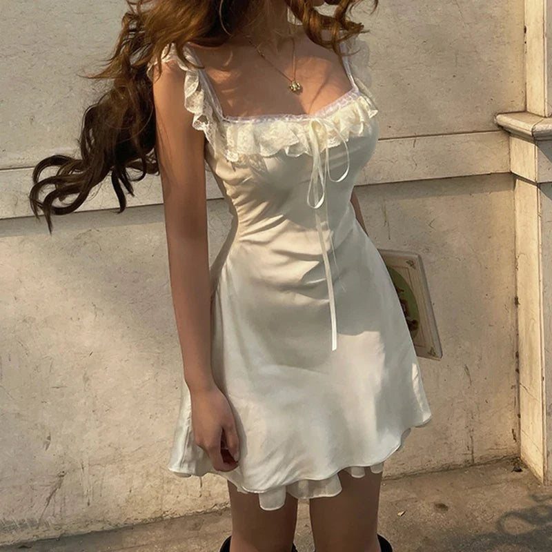 Fashion Lace Patchwork Satin Dress Women Short Party Dress Cocktail Dresses Homecoming Dress     cg25854