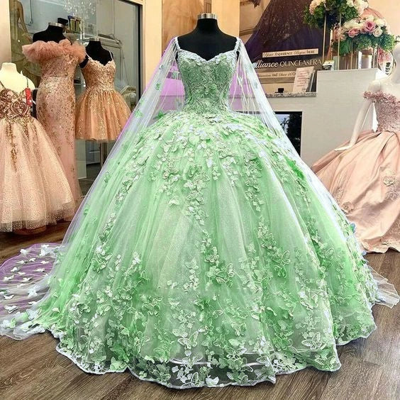 Blue A Line Tulle Ball Gown Prom Dresses Evening Gowns