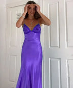 Elegant V-neck Spaghetti Memriad Long Prom Dress     cg25185