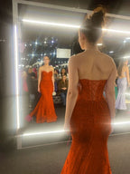 Hot Pink Mermaid Long Prom Gown Evening Dress