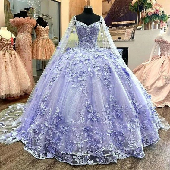 Blue A Line Tulle Ball Gown Prom Dresses Evening Gowns