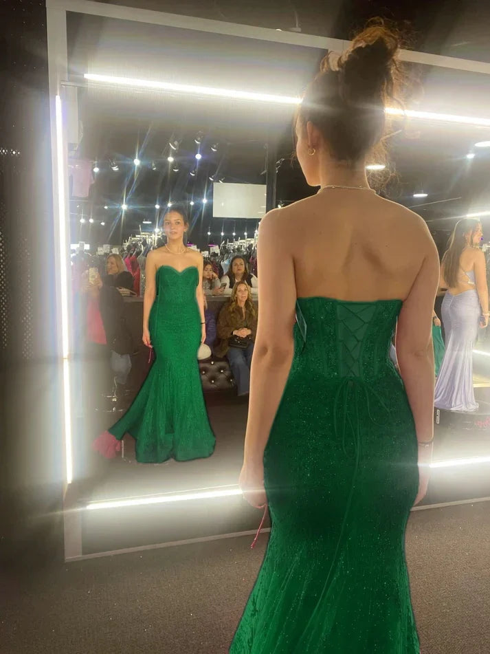 Hot Pink Mermaid Long Prom Gown Evening Dress