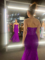 Hot Pink Mermaid Long Prom Gown Evening Dress