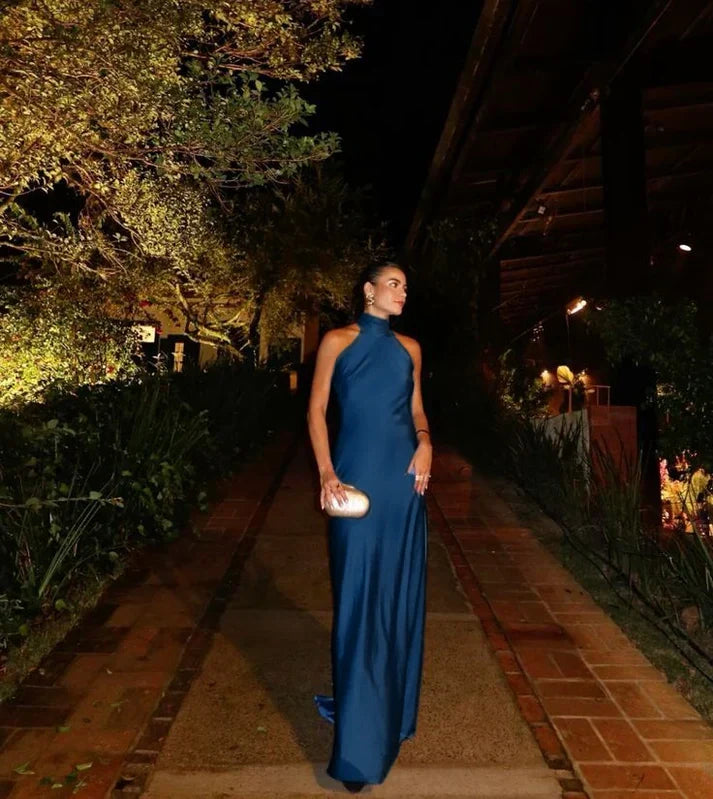 Sexy Sheath Blue Evening Gown Prom Party Dresses