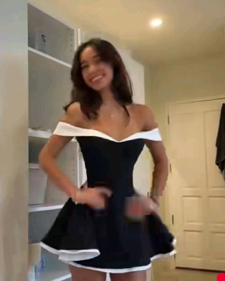 Black one-shoulder gentle white edge neckline A-line slim cute mini skirt homecoming dress R2443