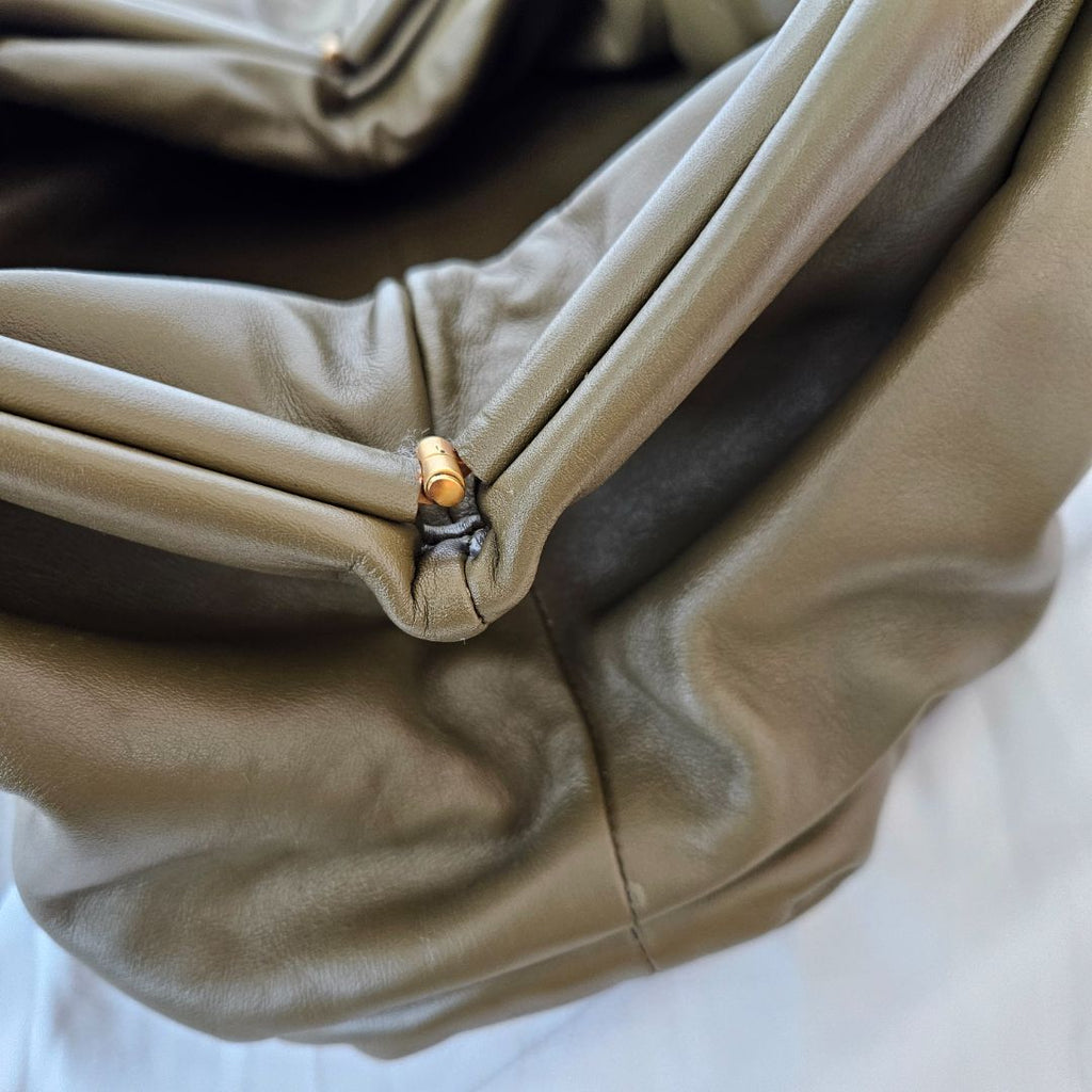 Bottega Veneta Olive Green Leather The Pouch Clutch