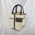 Hermés Cargo Picotin Lock 18 Pockets with Ecru Canvas & Etoupe Swift calfskin