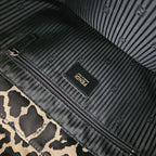 Fendi Black Canvas Animal Print Jacquard New Forever Flap Shoulder Bag