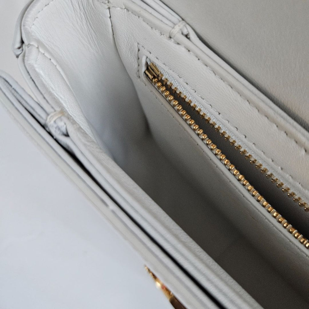 Celine Shiny White Teen Triomphe Bag