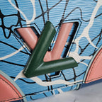 Louis Vuitton LV Twist MM EPi Aqua Pattern Blue Shoulder Bag