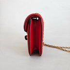Alexander McQueen Red Leather Mini Heroine Chain Crossbody Bag