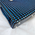 Dior Metallic Blue/Black Tweed and Leather Medium