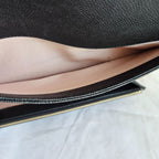 Chanel black quilted leather thread around wallet on chain