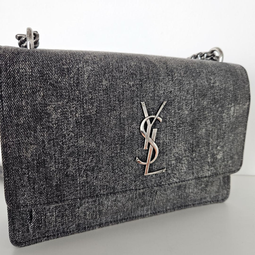 Saint Laurent Grey Denim Sunset Bag