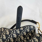 Dior Navy Blue Oblique Canvas and Leather Mini Saddle Bag