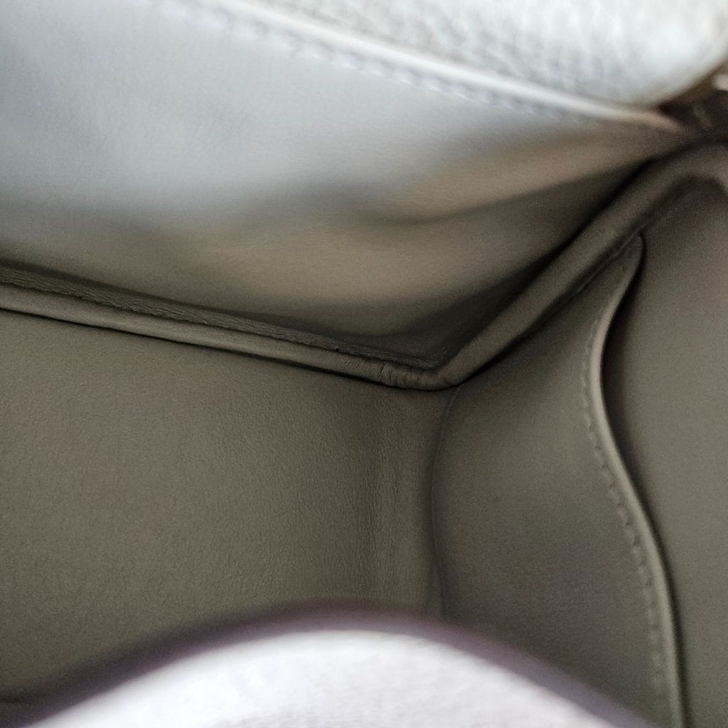 Hermes Mini Lindy Gris Neve Leather Bag