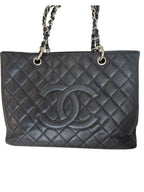 Chanel Black Caviar Leather Grand Shopper SHW Tote (GST) Bag