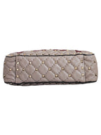 Valentino Beige/Red Flower Intarsia Leather Rockstud  Chain Shoulder Bag