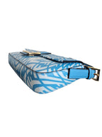 Fendi Blue/White Baguette 1997 Canvas Leather Shoulder Bag