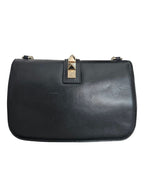 Valentino Black Leather Glam Lock Chain Shoulder Bag