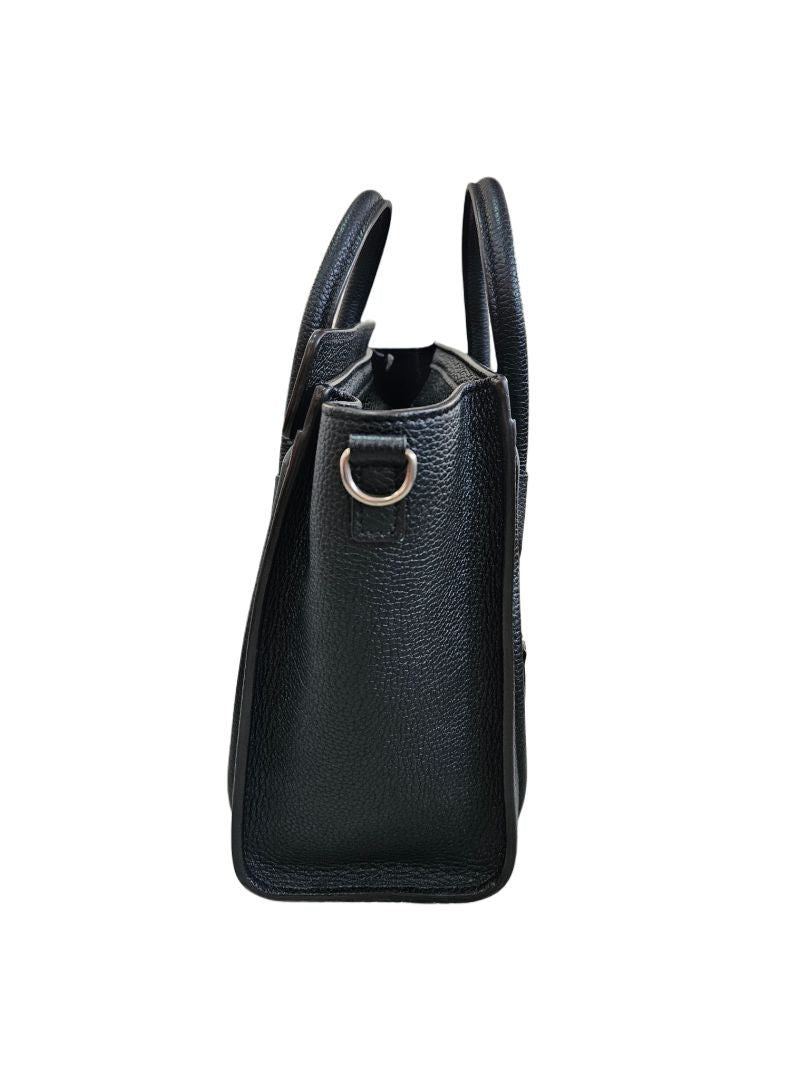 Celine Black Leather Nano Luggage Tote Bag