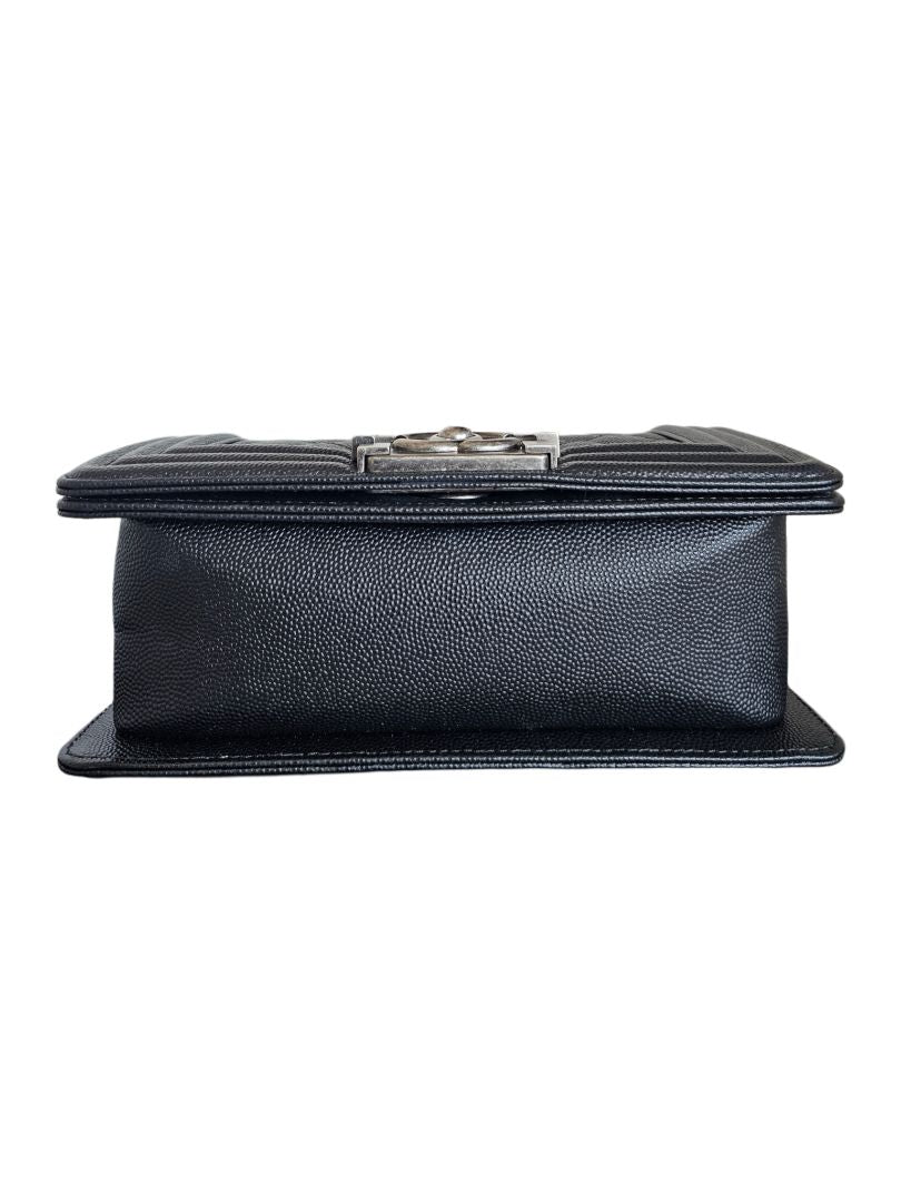 Chanel Black Quilted Caviar Leather Le Boy Flap Small Bag
