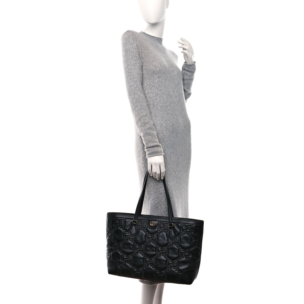 Gucci  Calfskin GG Matelasse Medium Ophidia Shopping Tote Black