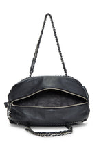 Chanel Black Bowling Bag Ligne Leather Lambskin Medium Satchel