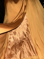 Gold satin one-shoulder fitted waist elegant long ball gown R6854