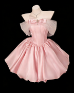 Classy Off The Shoulder Blue Satin A Line Short 7th Grade Homecoming Dress Birthday Dress SP1934