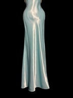 Light blue halter-neck fitted backless long sexy ball gown R8104